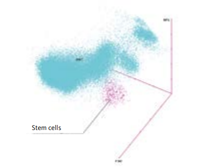 XN Stem Cells cluster in the 3D model of a WPC channel scattergram